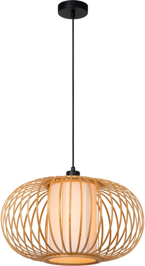 Lucide thuline - hanglamp - ø 45 cm - 1xe27 - lichte houtlook - essential - japandi