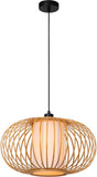 Lucide thuline - hanglamp - ø 45 cm - 1xe27 - lichte houtlook - essential - japandi