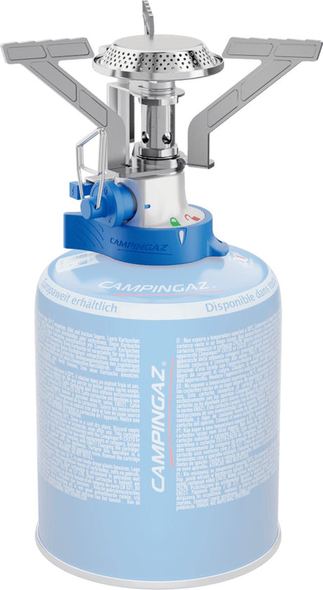 Campingaz twister cv connect pz kooktoestel – lichtgewicht camping gasbrander – met piëzo ontsteking - 2900 watt brander – blauw zilver