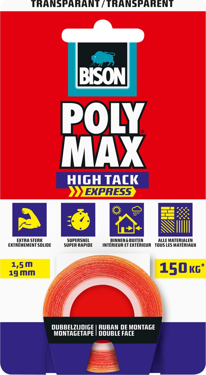 Bison Poly Max Klebeband transparent 1,5 m | 2 Stk