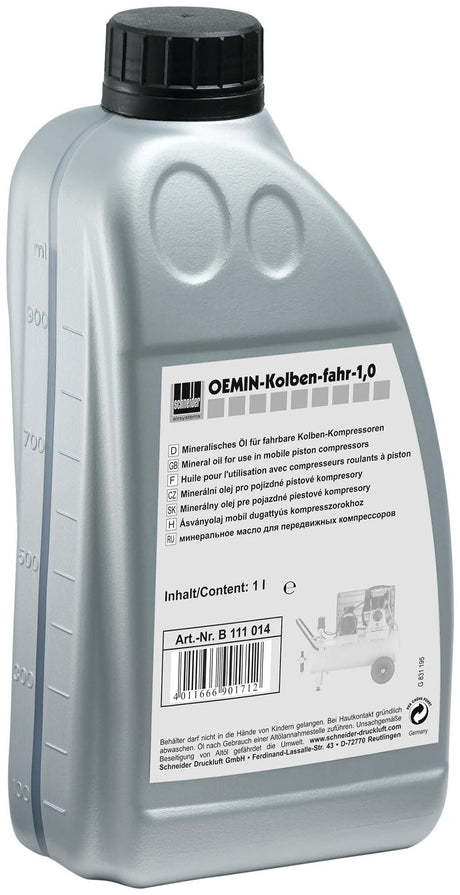 Schneider Airsystems Schneider Schmieröl OEM-Spezifikation. Ölschneider 1,0l f. Kolbenkomp.
