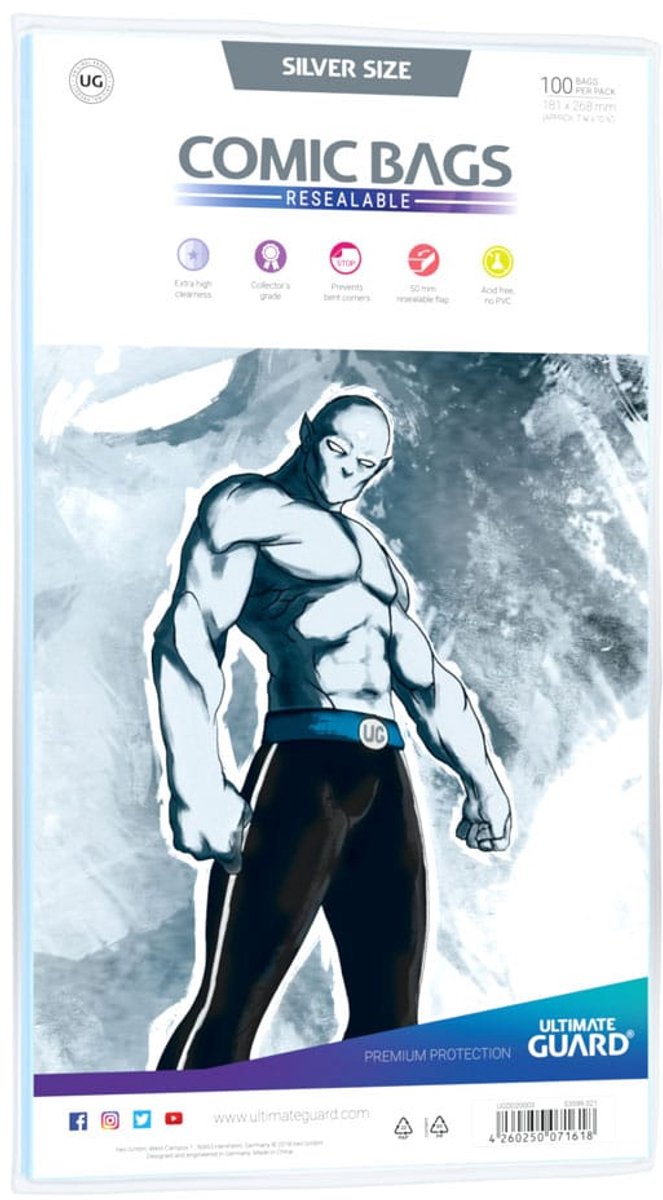 Ultimate guard comic bags resealable (100) - silver size