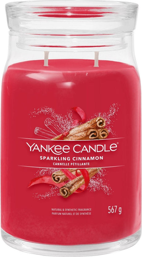 Yankee Candle – Sparkling Cinnamon Duftkerze im großen Glas – 90 Brennstunden – zwei Dochte