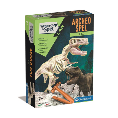 Clementoni Wissenschaftsspiel Archeo-Spiel – T-Rex Fluo