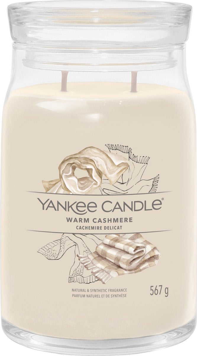 Yankee Candle – warme Kaschmir-Duftkerze im großen Glas – 90 Brennstunden – zwei Dochte