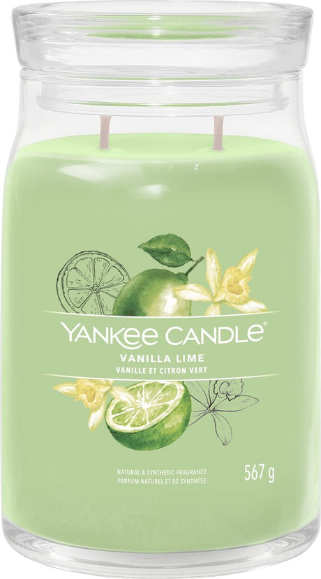 Yankee Candle – Vanille-Limetten-Duftkerze im großen Glas – 90 Brennstunden – zwei Dochte