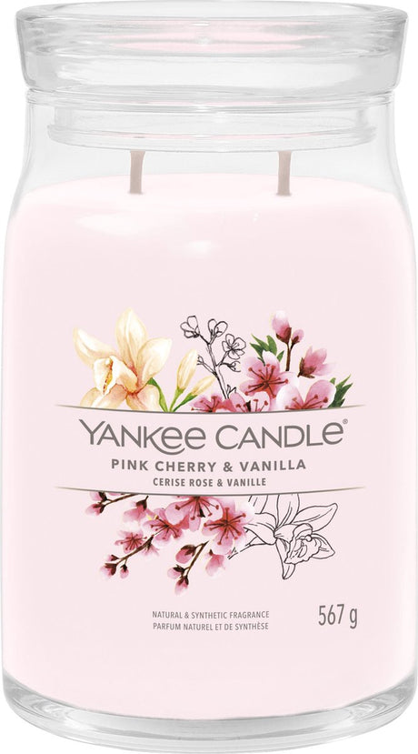 Yankee Candle – Duftkerze im großen Glas mit rosa Kirsche und Vanille – 90 Brennstunden – zwei Dochte