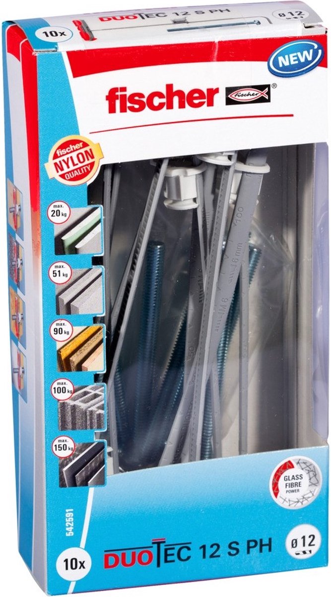 Fischer Hohldübel duotec 12 s ph mit metrischer Linsenkopfschraube