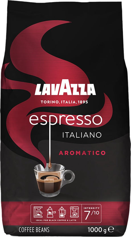 Lavazza Espresso Italiano Aromatico Kaffeebohnen – Kaffeemischung aus Robusta- und Arabica-Bohnen – Intensität 8 10 – 1 kg