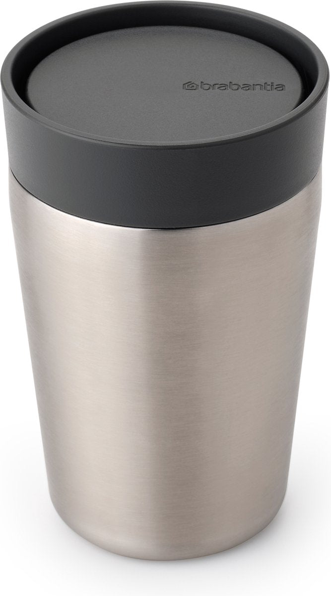 Brabantia Make Take Thermosbecher – Kaffeebecher zum Mitnehmen – 200 ml – Dunkelgrau