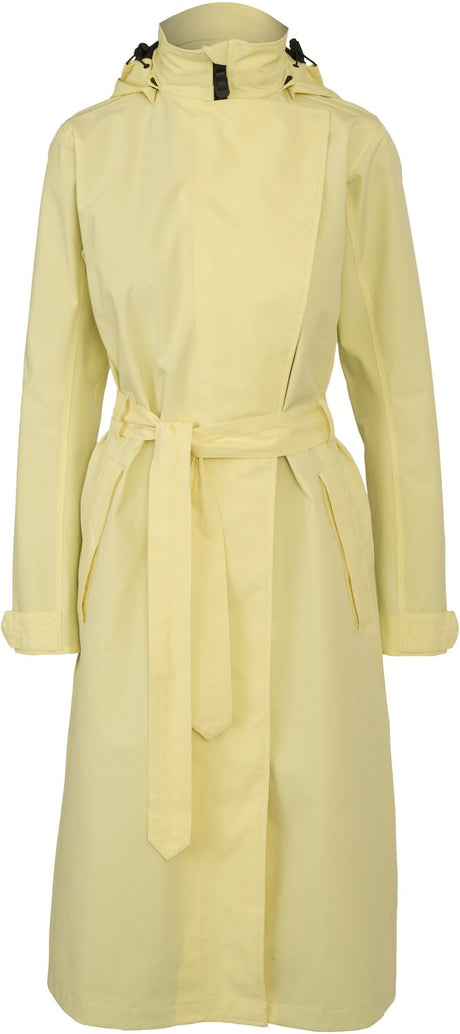 Agu trench coat long regenjas dames waterdicht - lichtgeel - waterkolom 10.000 mm - afneembare capuchon xs