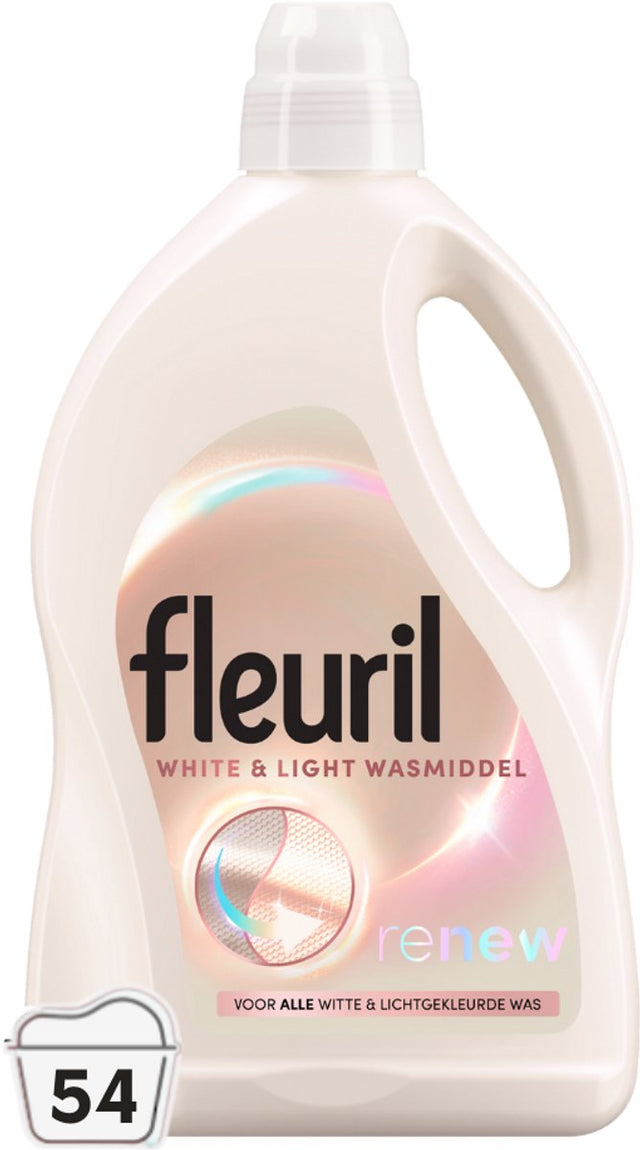 Fleuril white light - liquid detergent - white and pastel colors - 54 washes - bulk packaging