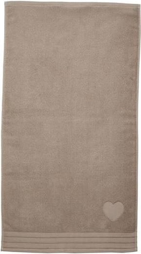 Riviera maison heart strandlaken - 100x180 cm - taupe