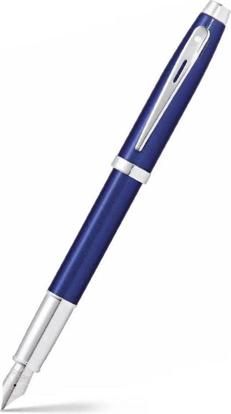 Sheaffer Füllfederhalter – 100 – glänzendes Blau mit Chrom – Feder M – inklusive Konverter zum Befüllen
