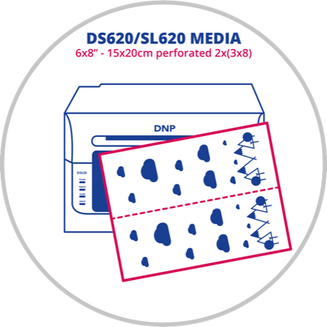 DNP-Papier 2 Rollen à 200 Stk. 15x20 perforiert auf 7,5x20 für ds620