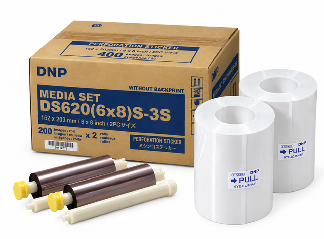 Dnp sticker papier 2 rol à 200 st. 15x20 voor ds620 geperforeerd 3 strips