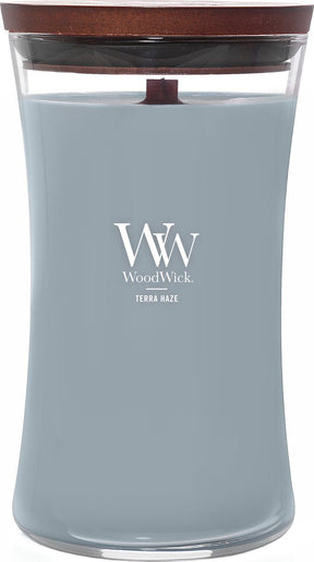 Woodwick hourglass large geurkaars - terra haze - 130 branduren