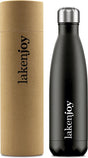 Laken thermosfles joy, 500 ml zwart, dubbelwandig rvs waterfles