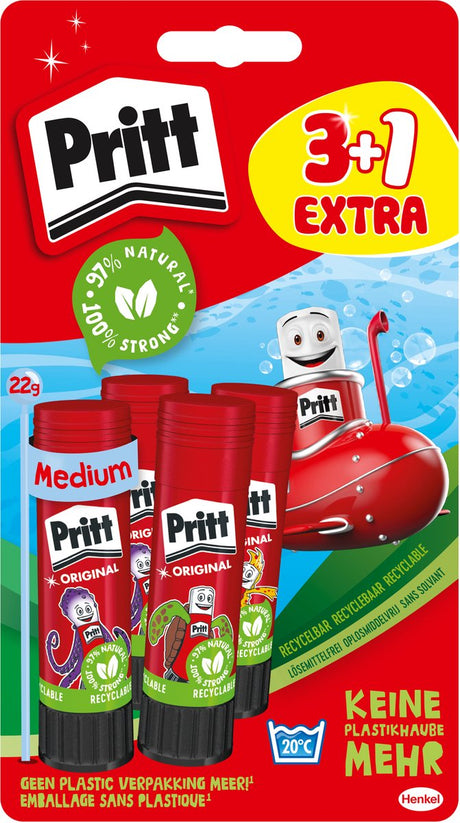 Pritt lijmstift original 4x22g – lijmstick voor school kantoor – sterke hechting – oplosmiddelvrij kinderveilig