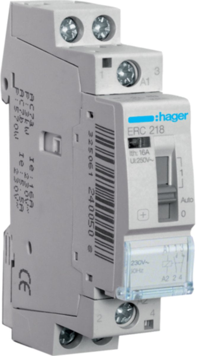 Hager - bedieningsrelais 2x16a 230v 1no+1ng - erc218