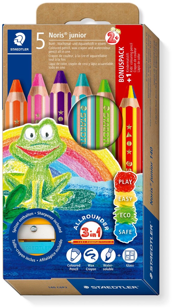 Staedtler noris junior 3-in-1 - 5 kleuren met regenboogpotlood