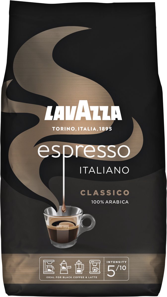 Lavazza Espresso Italiano Classico Kaffeebohnen – 100 % Arabica-Kaffeebohnen – Intensität 5 10 – 1 kg