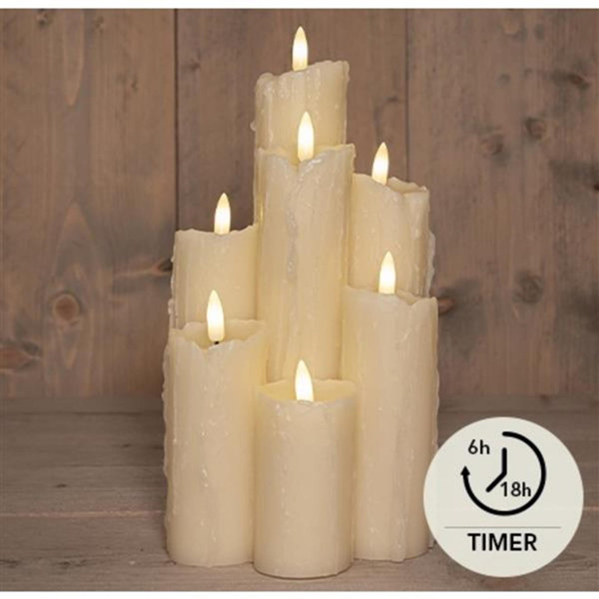 Anna's Collection LED-Tropfkerzen-Set, elfenbeinfarben, 7-teilig