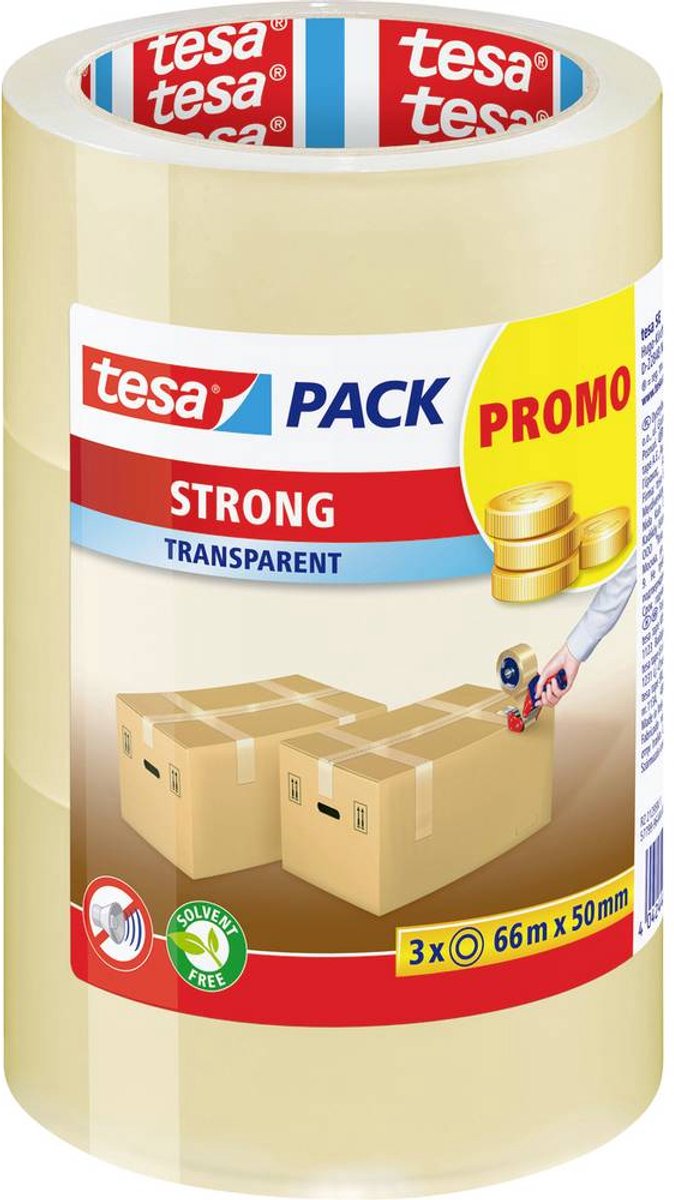 Tesa-Verpackungsband – 66 m – 3 Rollen