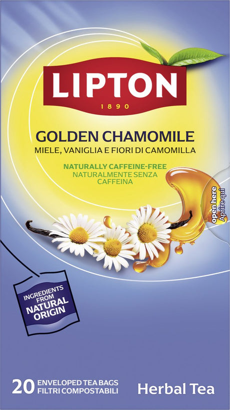 Lipton herbal tea golden chamomile - 80 theezakjes - kruidenthee gouden kamille - 4 x 20 zakjes - voordeelverpakking