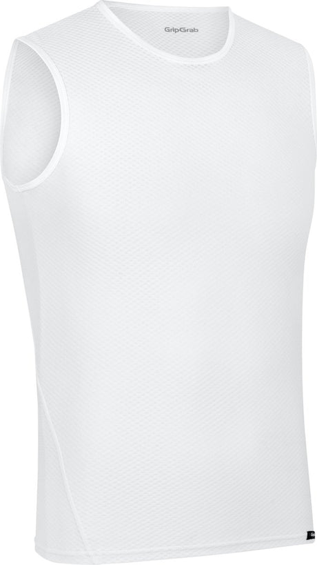 Gripgrab - ultralight mesh mouwloos base layer zomer fiets ondershirt polygiene zweethemd - wit - heren - maat s