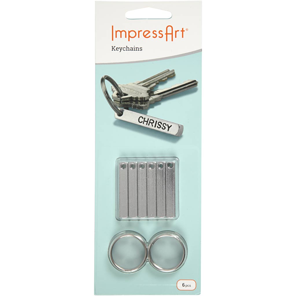 Impressart Schlüsselanhänger-Set, Größe 40x5 mm, 6 Stück, 1 Box