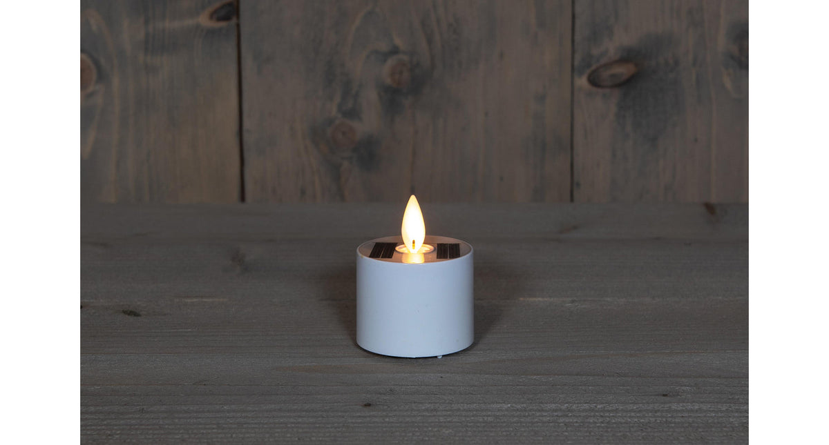 Solar bewegende vlam theelicht wit 5x6cm