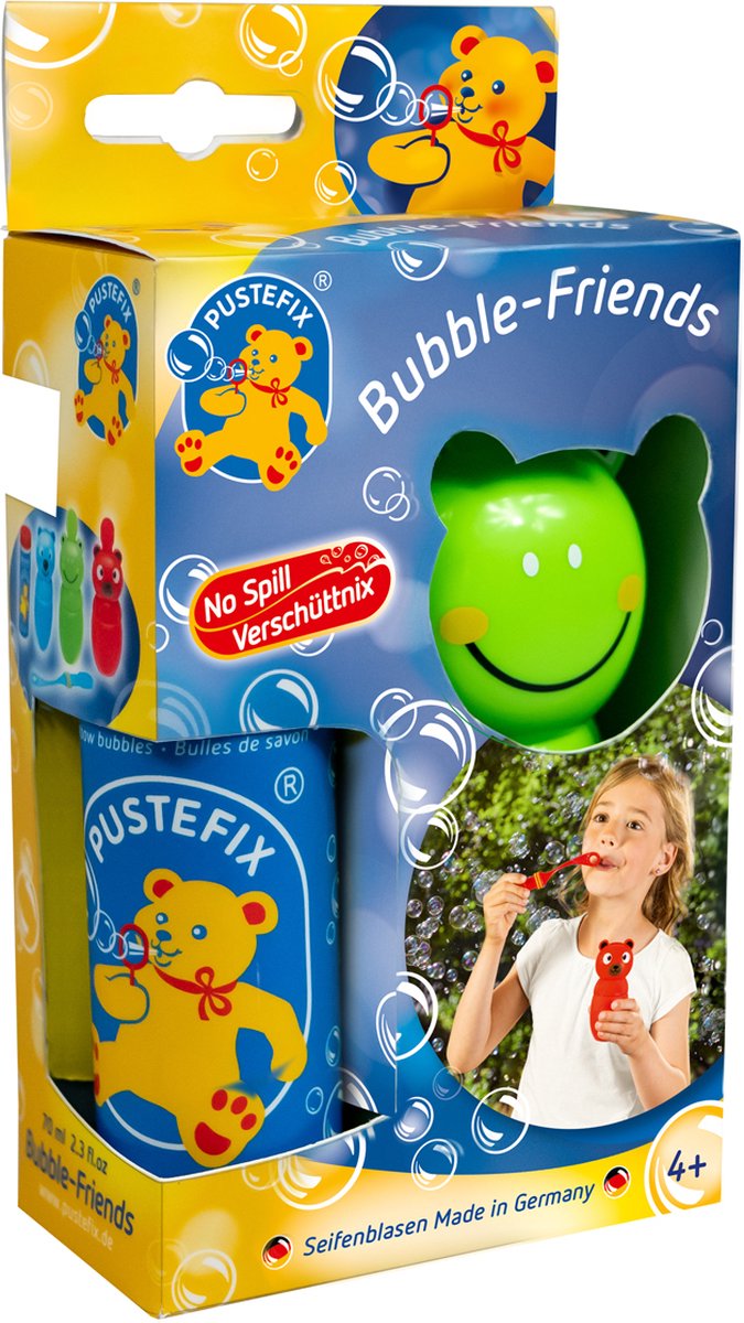 Pustefix Seifenblasenbläser - Seifenblasenfreunde - Frosch, Katze und Bär - mit 70ml Flüssigkeit - 4 Jahre
