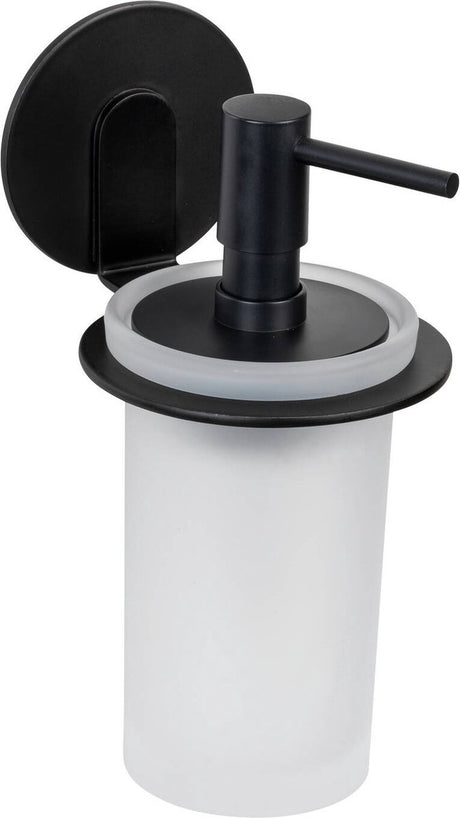 Wenko Turbo-Loc Seifenspender Bivio mattschwarzes Aluminium – Seifenpumpe – schwarz – selbstklebend – ohne Bohren