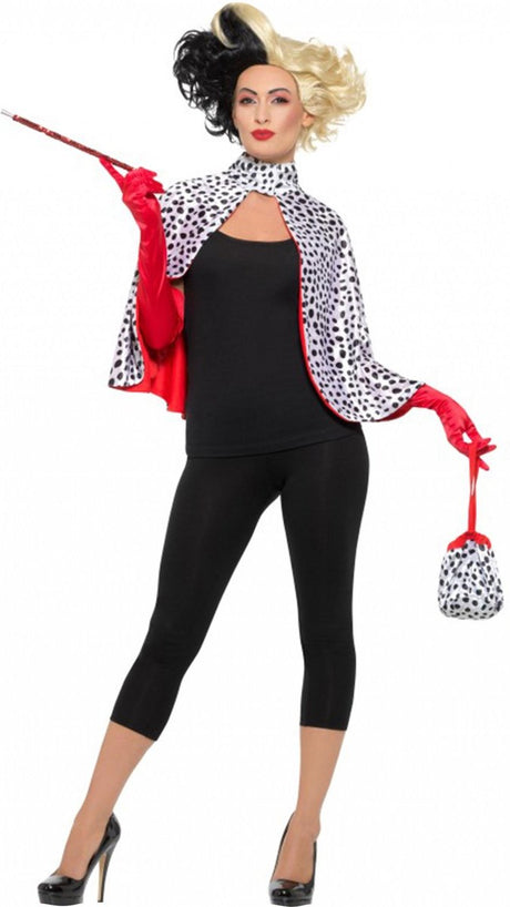 Smiffys - deluxe evil madame kostuum accessoire set - zwart wit