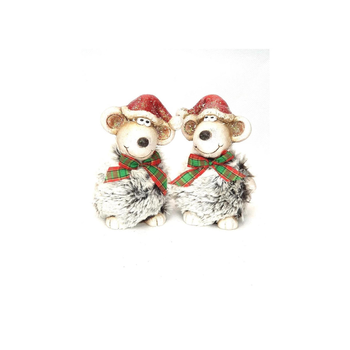 Villa-Atmosphäre-Statue, Maus mit Weihnachtsmütze, 7 x 5,5 x 10,5 cm