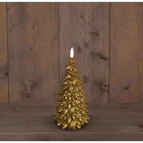Anna's Collection LED-Kerzenwachs Weihnachtsbaum Gold 9,5x20cm