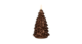 Kaars kerstboom wax 3d vlam op 2xaa batterij met timer 20x9.5cm brons