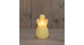 Kaars engel wax led 3d vlam op batterij met timer d8.5h14.5cm ivoor