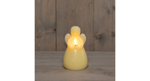 Kaars engel wax led 3d vlam op batterij met timer d8.5h14.5cm ivoor