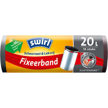 Swirl Pedal-Müllsack mit elastischem Befestigungsband, 20-Liter-Rolle mit 10 Beuteln, 480 x 515 mm, 80 % recycelter Kunststoff