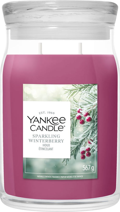 Yankee Candle – funkelnde Winterbeer-Duftkerze im großen Glas – 90 Brennstunden – zwei Dochte