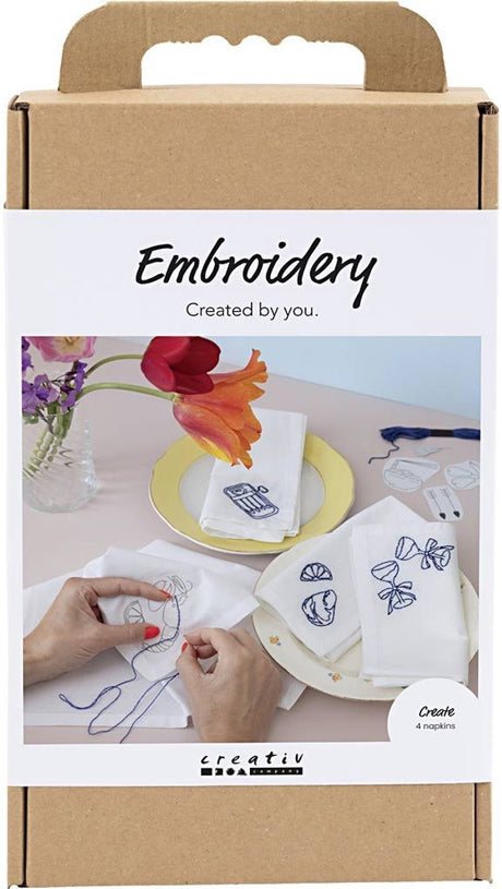 Creativ Company Hobby-Set Stickerei, Servietten, gebrochenes Weiß, 1 Box