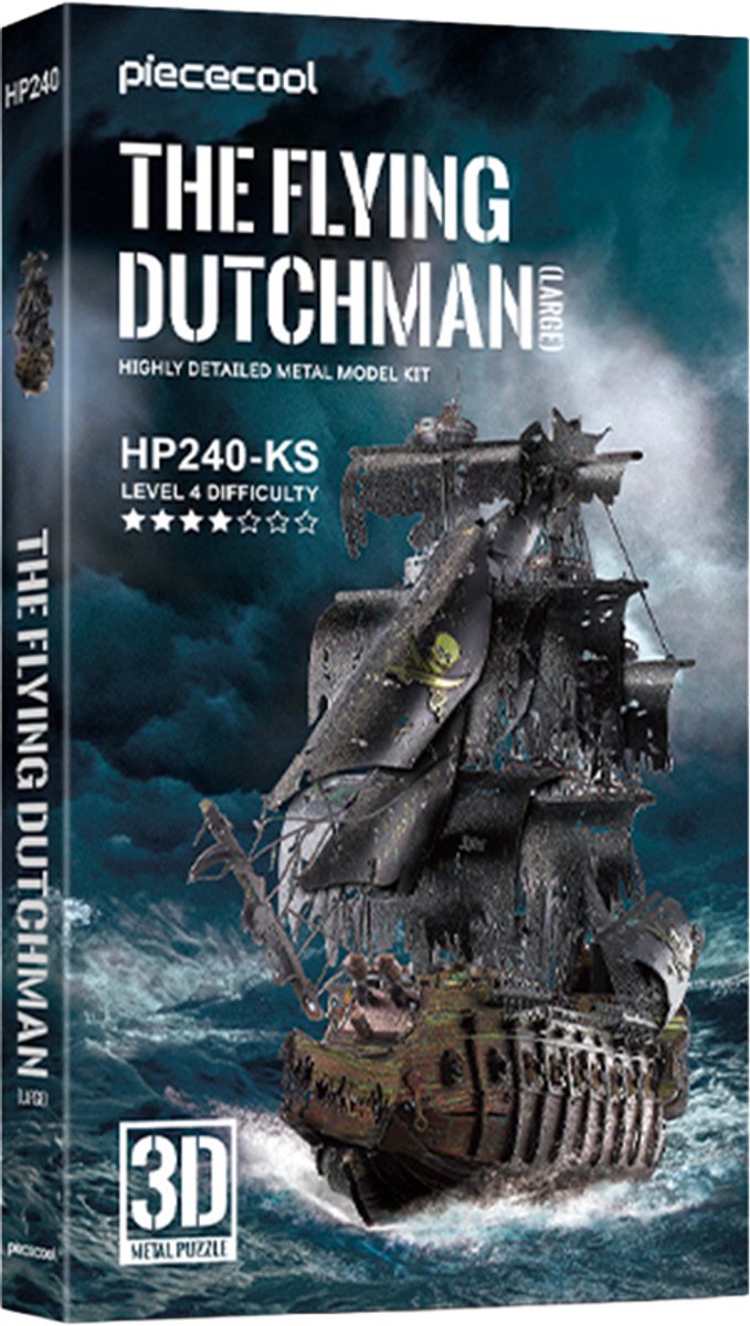 Geronimo games piececool - the flying dutchman large - - hobby - metalen model - 3d puzzel - level 4 - 369 stukjes