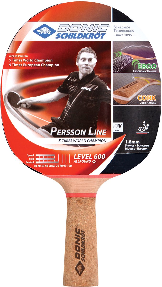 Donic schildkröt tafeltennisbat persson 600 zwart