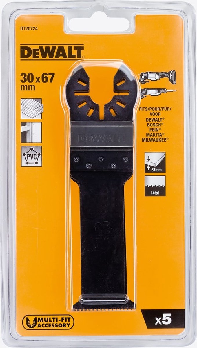 Dewalt DT20724 Multitool-Sägeblatt HCS für Hartholz 31x67mm VE=5