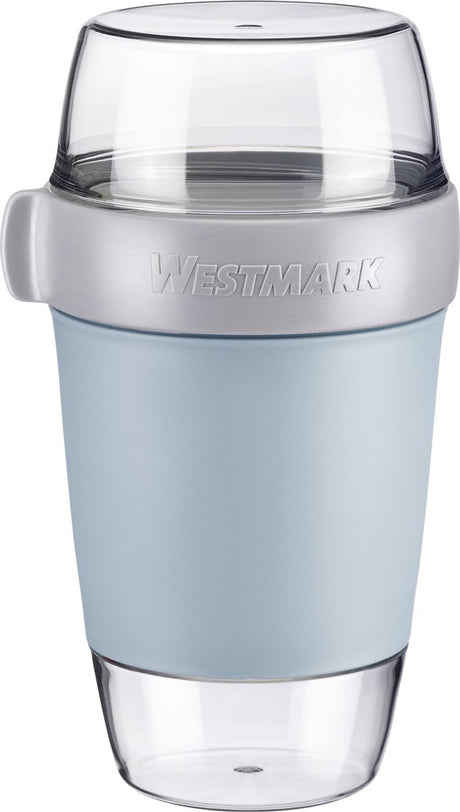 Westmark Lunchpot, groß, mit 3 auslaufsicheren Fächern: 350 ml + 600 ml + 200 ml, Kunststoff, natur, BPA-frei, blaugrau klar, 5287226b
