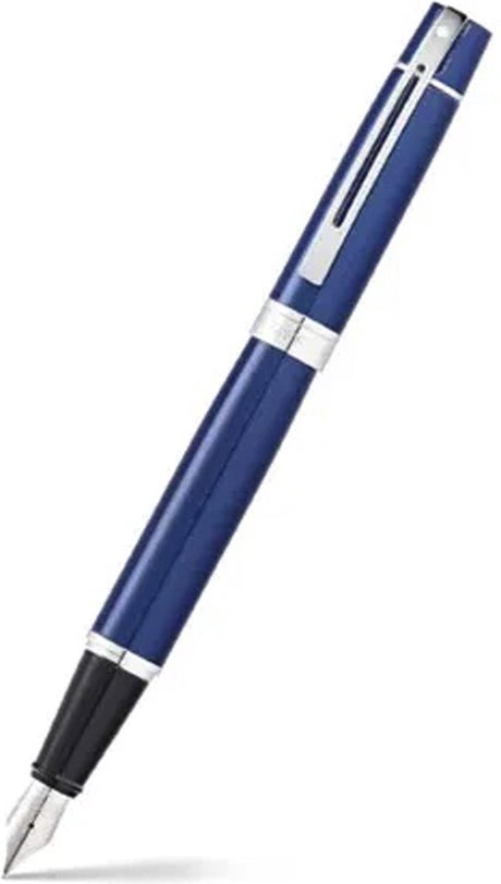 Sheaffer Füllfederhalter – 300 – Schwarz und glänzendes Blau mit Chrom – Feder M – inklusive Konverter zum Befüllen – SF-E0934153