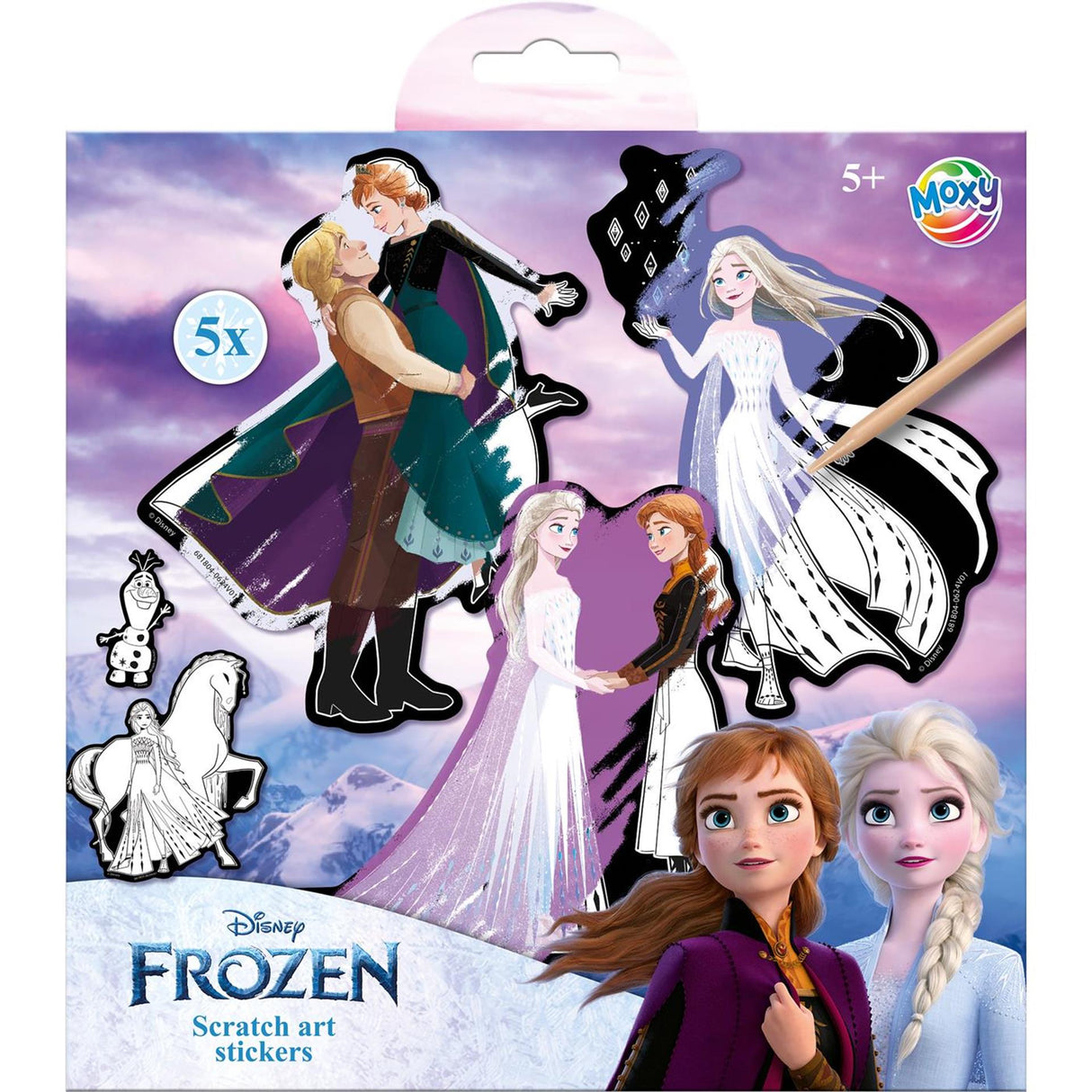 Kreative Bastelgruppen-Kratzaufkleber – Frozen, 6 Stück.