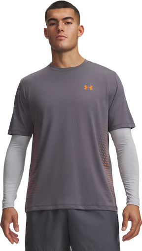 Under armour ua tech play short sleeve-gry heren sportshirt - castlerock - outrageous oranje xl